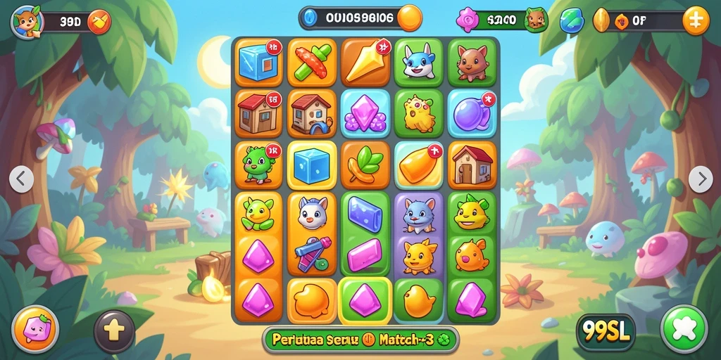 Screenshot gameplay 99SL menampilkan aksi mencocokkan elemen yang seru.