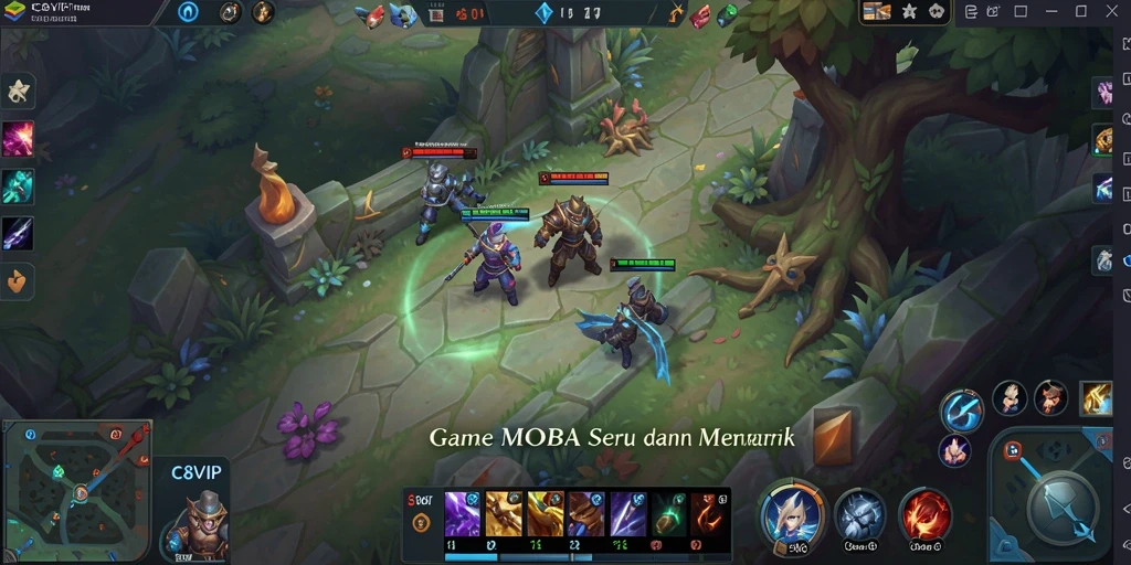 Tampilan gameplay MOBA di C8VIP yang penuh aksi.