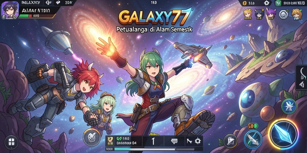 Tampilan gameplay menarik dari GALAXY77 dengan karakter anime yang unik.