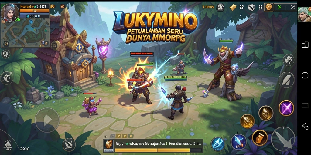 Screenshot gameplay LUKYMINO menampilkan aksi pertempuran seru dalam MMORPG.