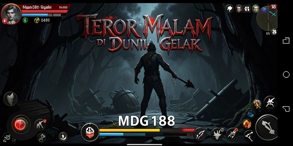 Screenshot gameplay MDG188 menunjukkan suasana mencekam dan karakter menyeramkan.