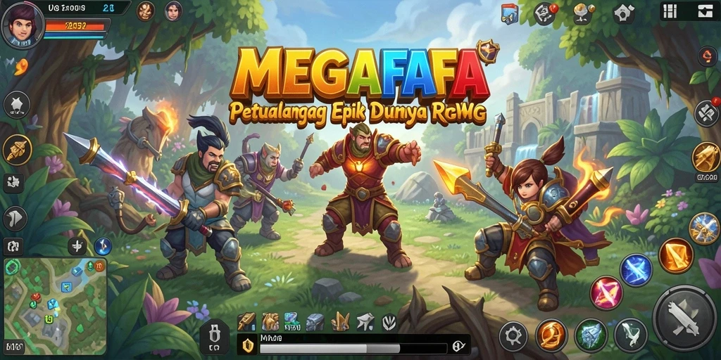 Tampilan gameplay MEGAFAFA dengan karakter dan pertarungan yang seru.