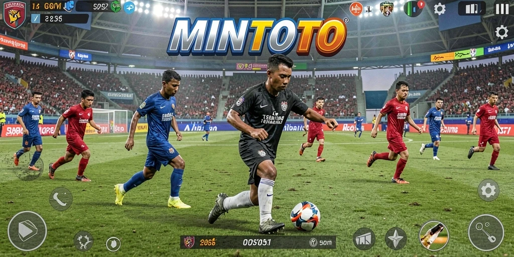 Tampilan gameplay menarik dari MINTOTO yang penuh aksi sepak bola.