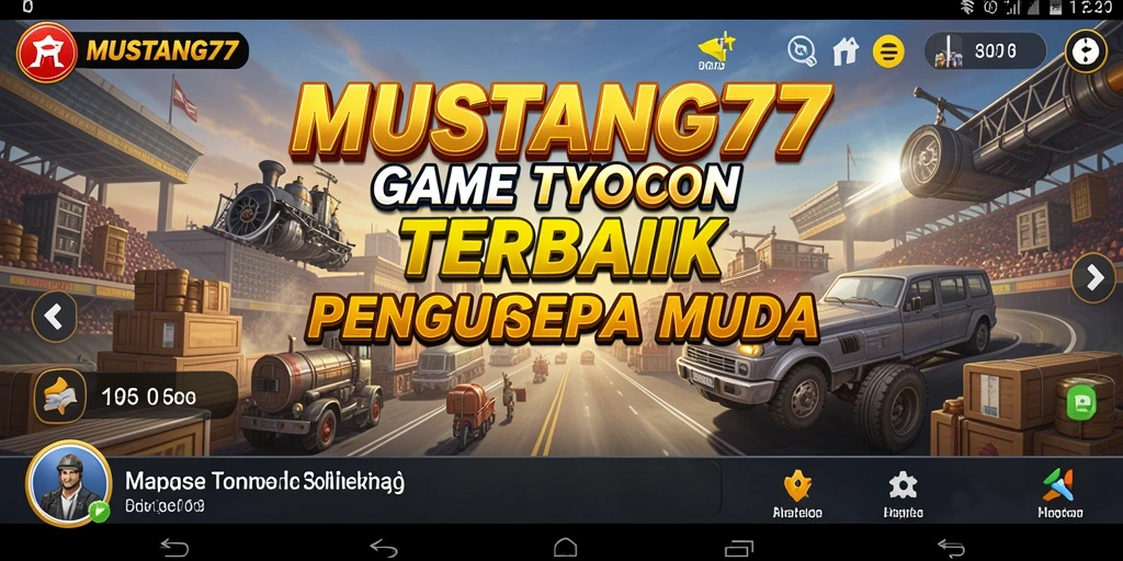 Tampilan screenshot gameplay <strong>MUSTANG77</strong> yang menampilkan suasana manajemen bisnis yang seru.