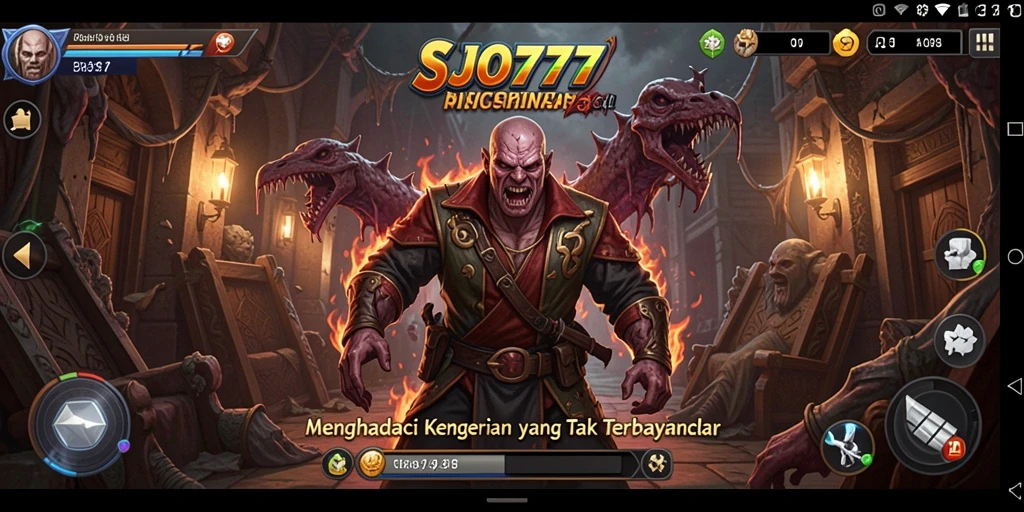 Tampilan gameplay SJO777 dengan elemen horor yang mencekam.