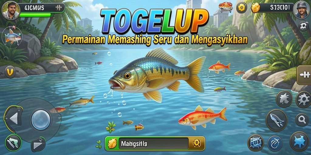 Screenshot menampilkan gameplay nyata TOGELUP saat memancing.
