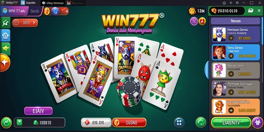 Screenshot gameplay WIN777 menampilkan momen seru permainan Domino.